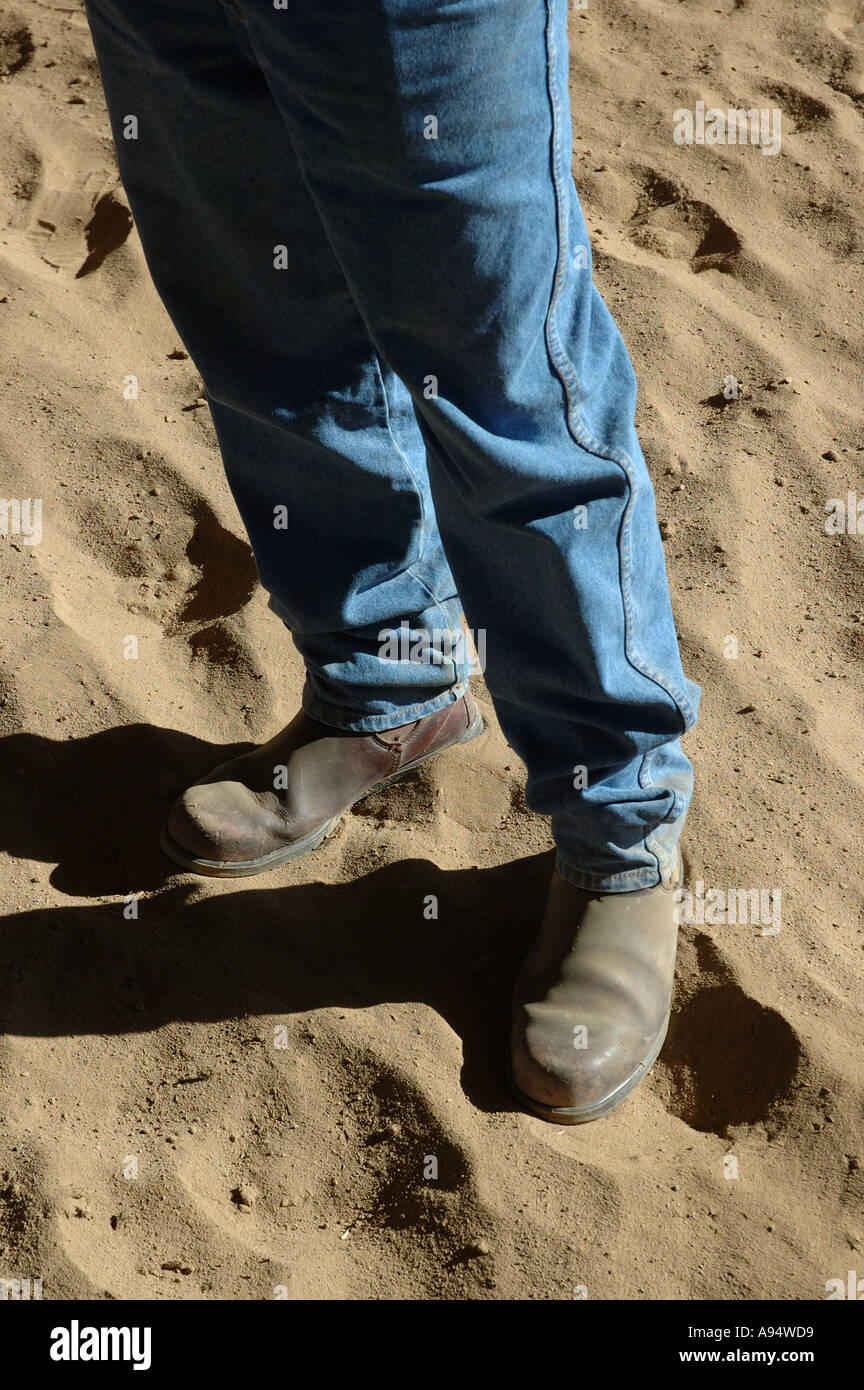 riding boots in sand at rodeo Stock Photo - Alamy