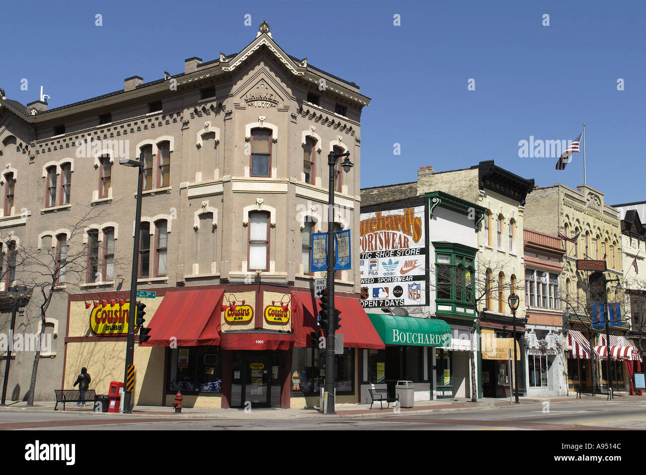 WISCONSIN Milwaukee Third Street historic area shops and stores Stock Photo Alamy