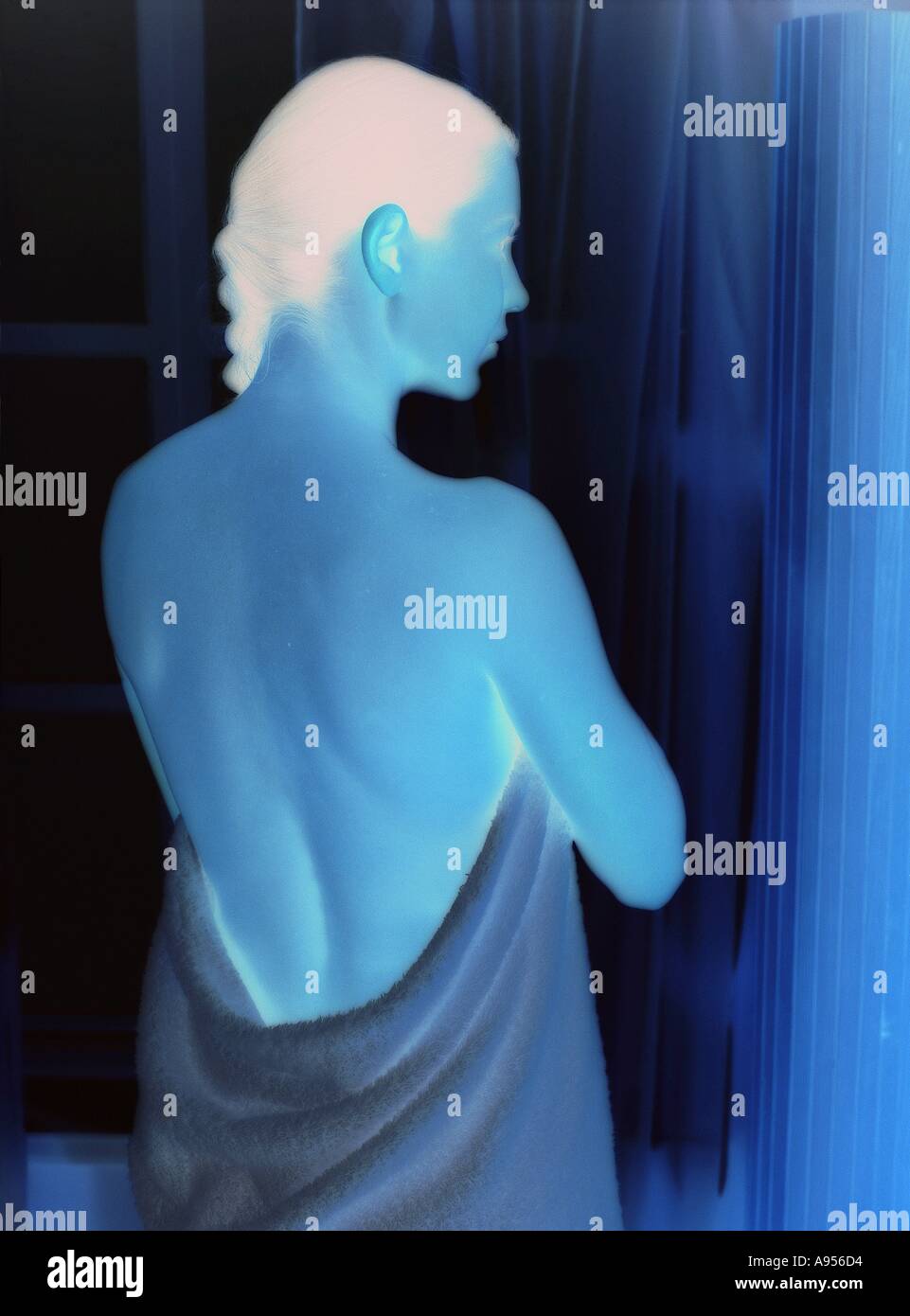Photograph of woman in towel Stock Photo - Alamy