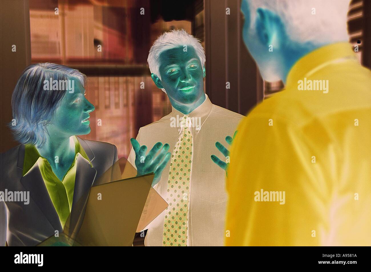 Photograph of man and woman meeting in office Stock Photo - Alamy