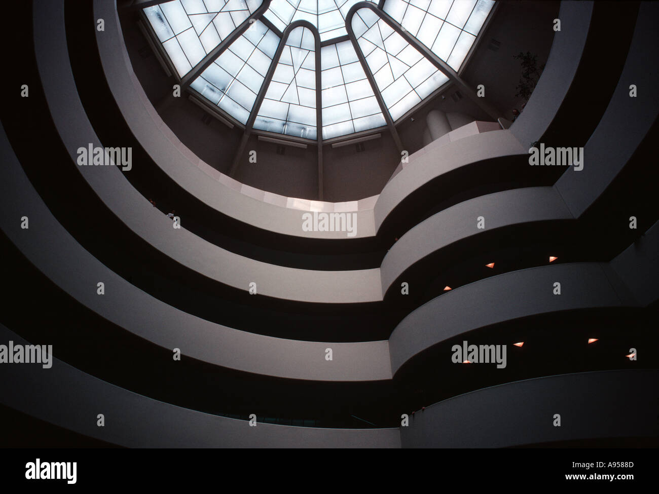 Guggenheim Museum New York looking up towards the roof skylight Stock Photo