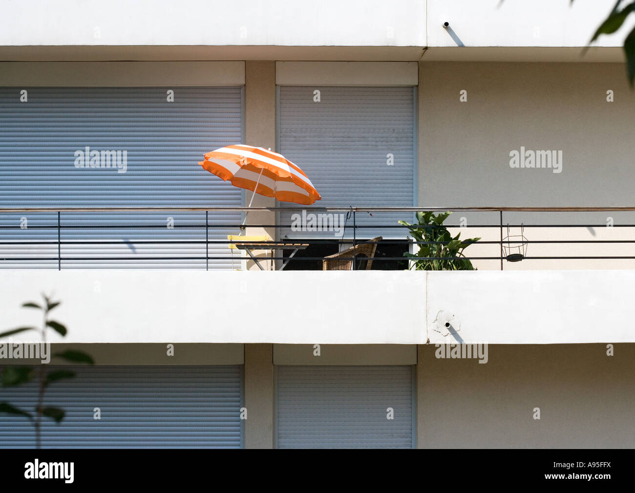 Balcony on modern apartment building Stock Photo