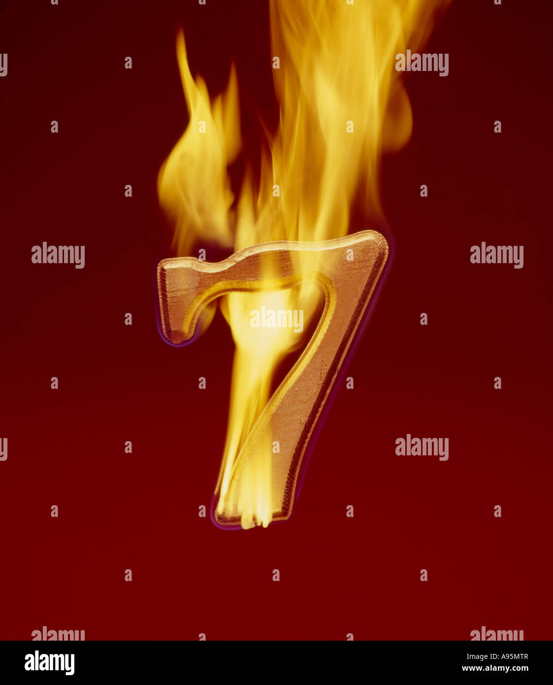 flaming seven Stock Photo