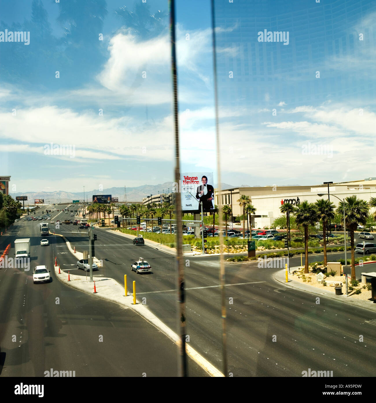 2007 Mr Las Vegas'  Wayne Newton poster from a walkway crossing Spring Mt. Road leading to Treasure Island. Stock Photo