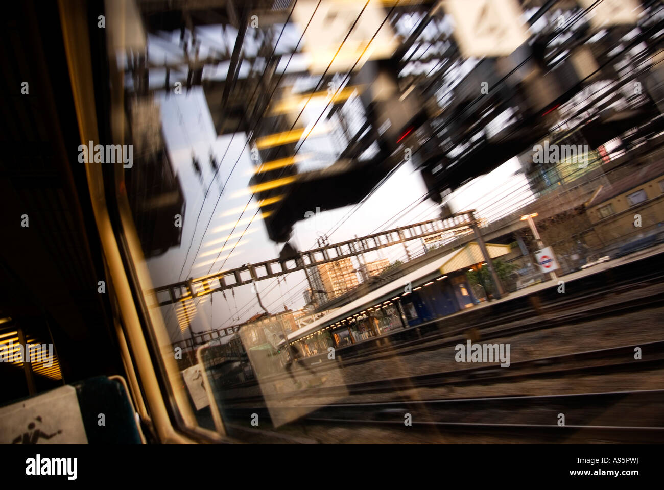 2007 View out the train window on the early morning Paddington to Swansea train. London England UK Stock Photo