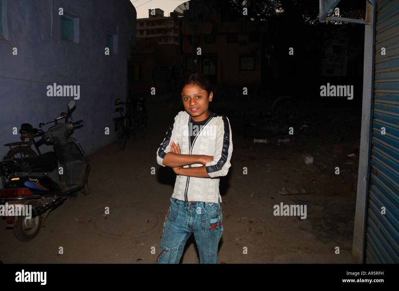 Young Indian lad posing for portrait, Bhuj, Gujarat, India Stock Photo