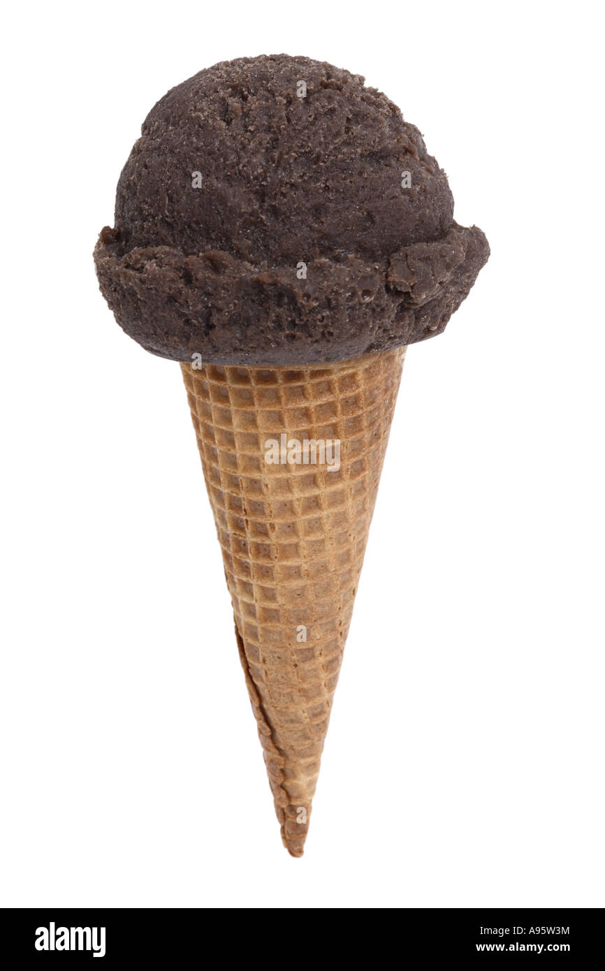 Chocolate Ice Cream Cone cut out on white background Stock Photo Alamy