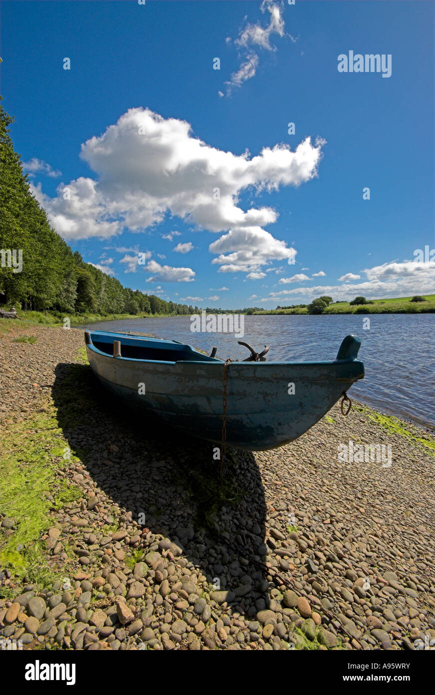 Fishing boats beside River Tweed at Paxton House Scottish Borders Stock Photo Alamy