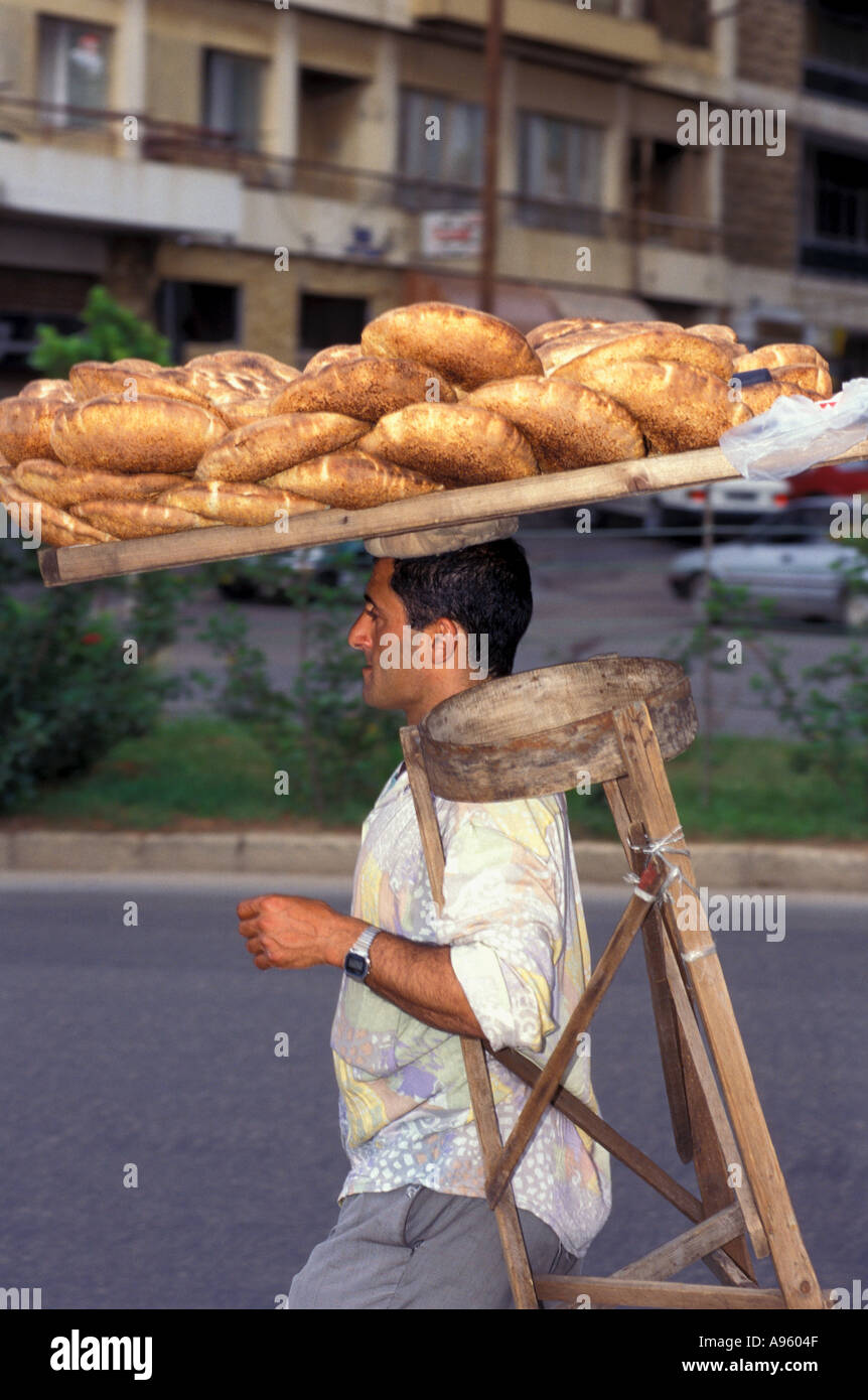 Street bread vendor Beirut Lebanon Stock Photo Alamy