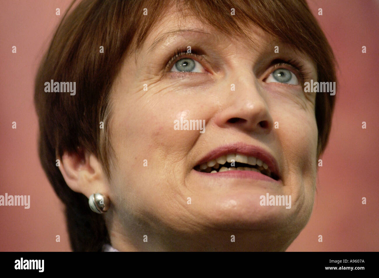 Tessa Jowell MP Secretary of State for Culture Media and Sport speaking on stage at Hay Festival 2002 Stock Photo