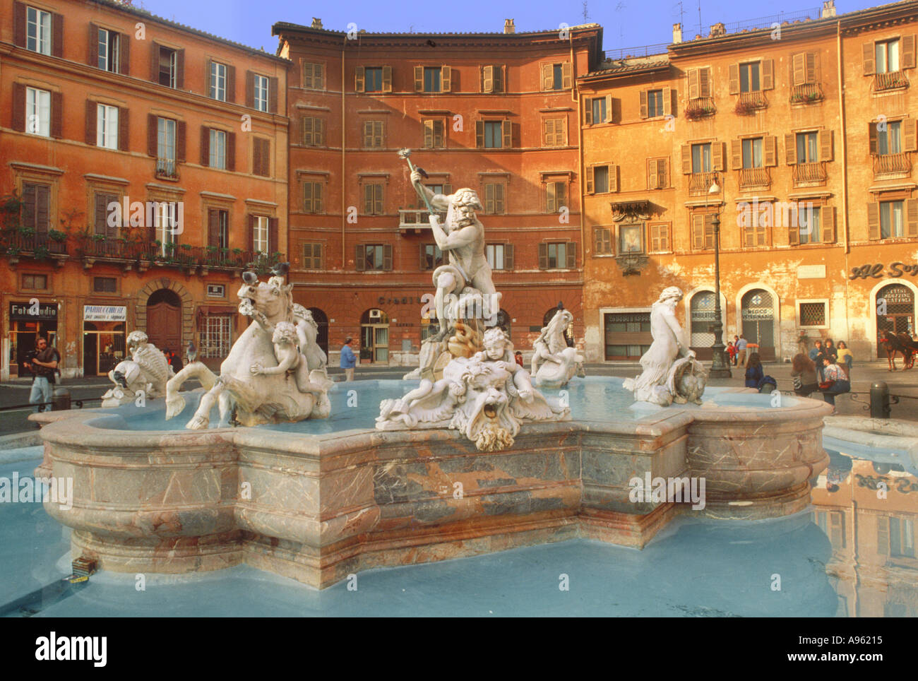 Neptune s fountain Piazza Navona in Rome Stock Photo