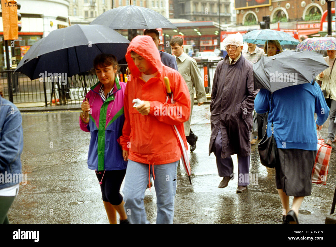 A busy crowded street in central London. Stock Photo