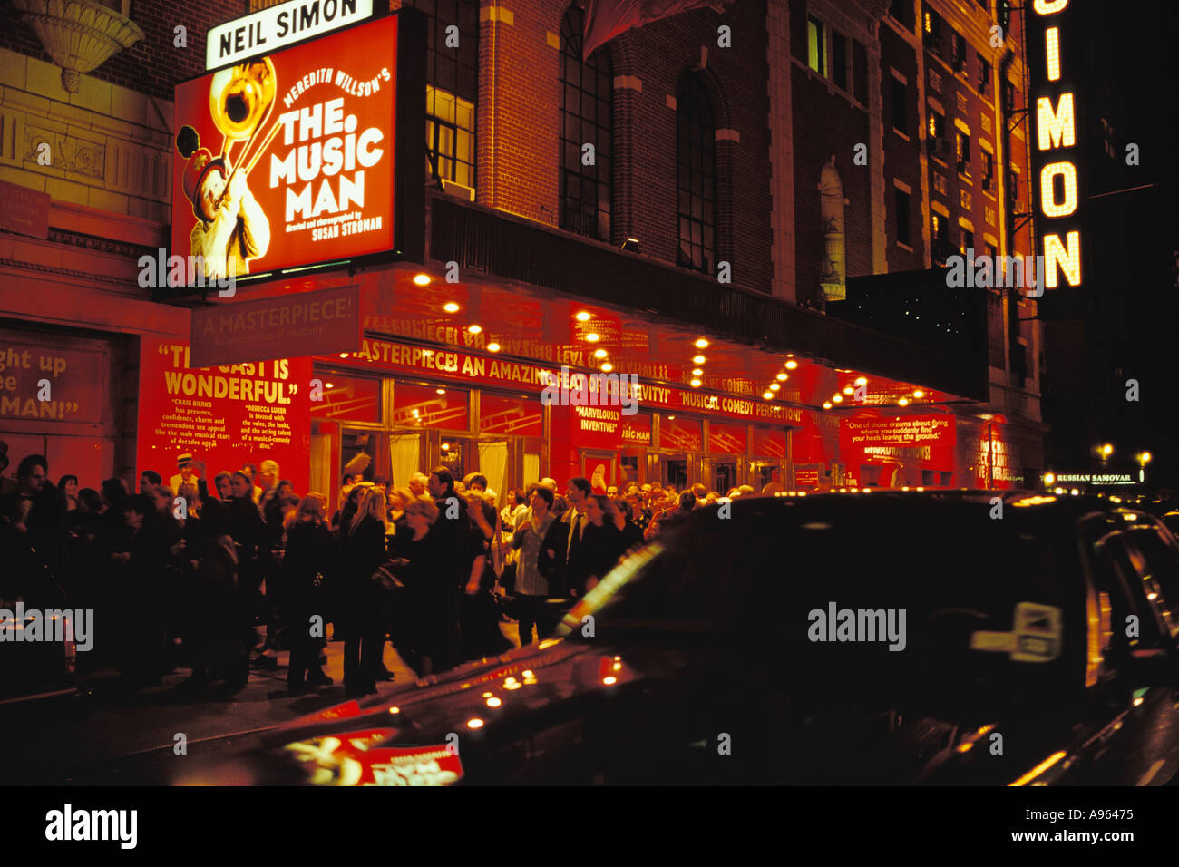 New York NY People Leaving Neil Simon Theater Off Broadway Near Times Square After Evening Performance Stock Photo