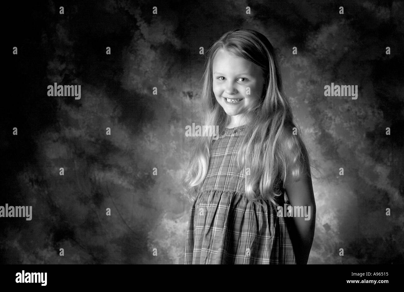 Studio black and white image of female child Stock Photo - Alamy