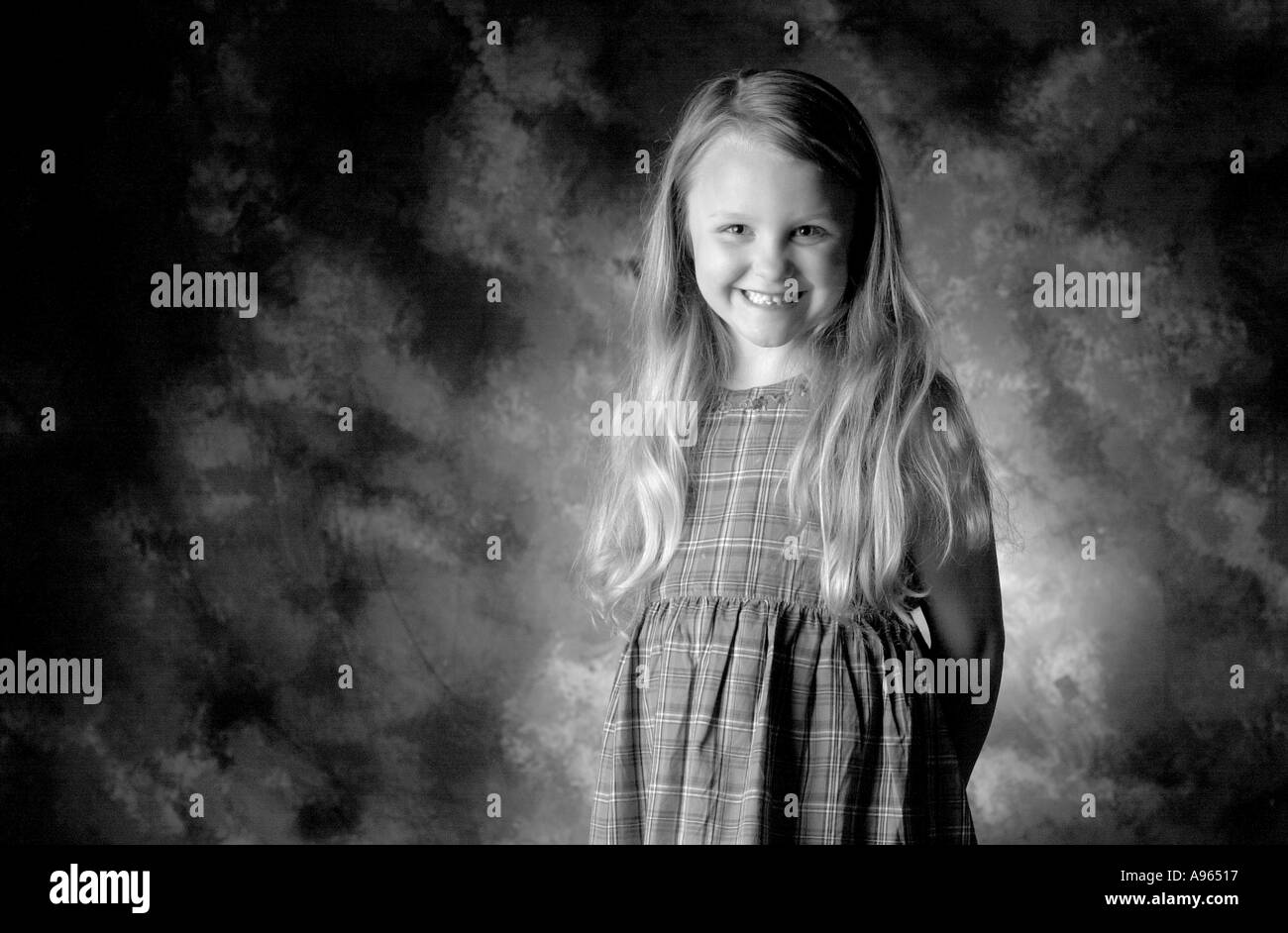 Studio black and white image of female child Stock Photo - Alamy