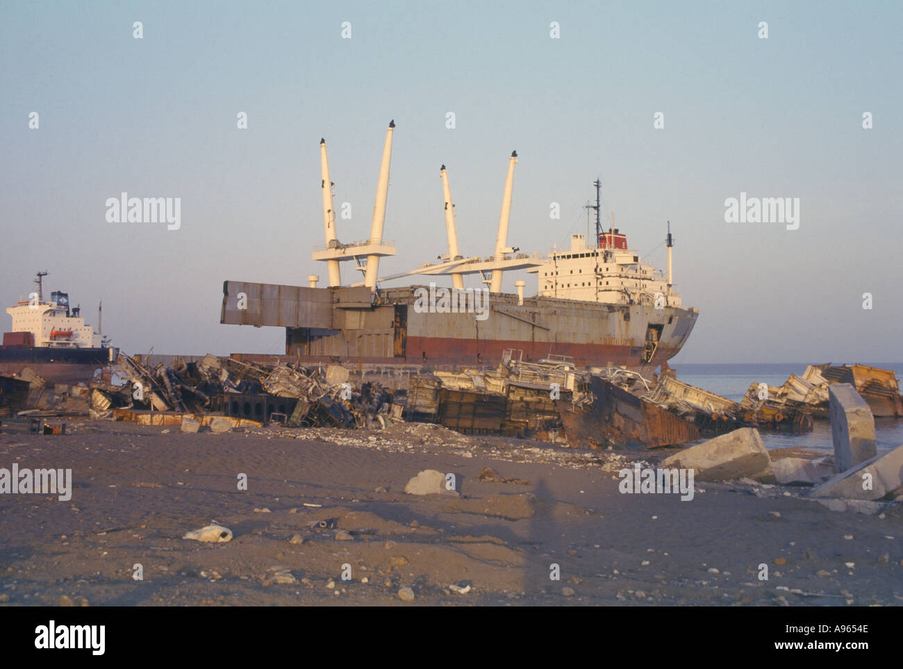 Ship breaking Alang Gujarat coast Stock Photo