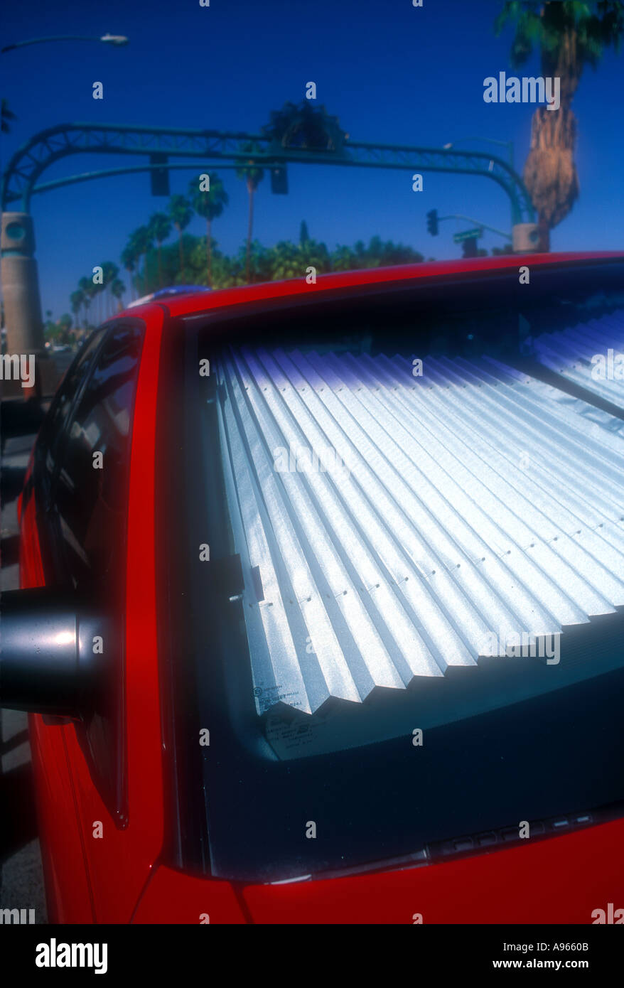 Sunshade in car in Palm Springs California USA Stock Photo Alamy