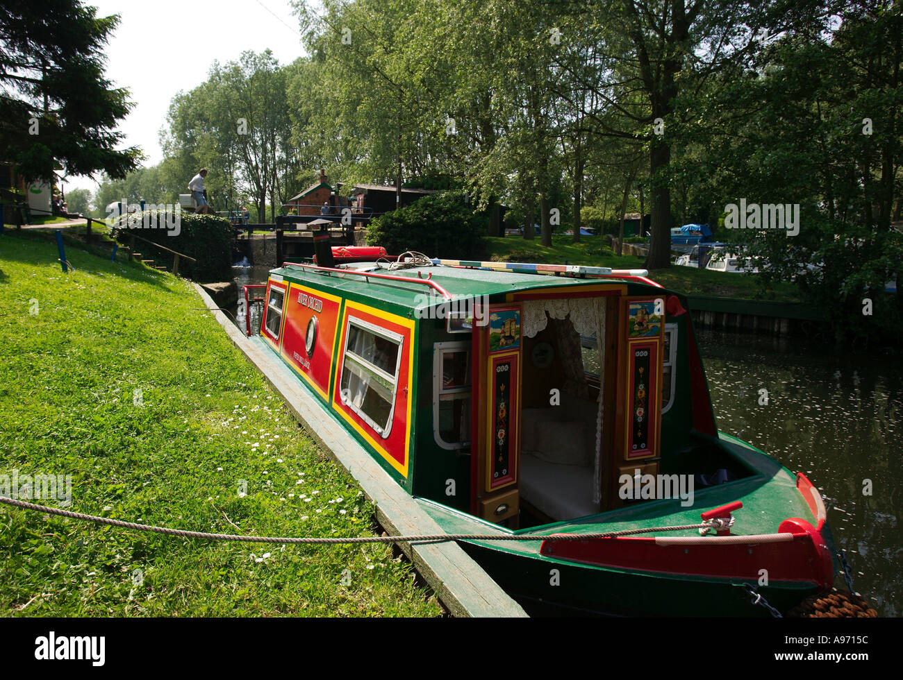 narrowboat at papermill lock little baddow chelmsford essex Stock Photo