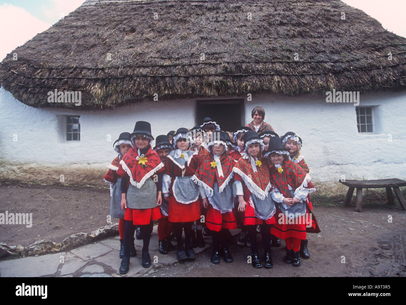 School Children in Traditional Welsh Costume Museum of Welsh Life St