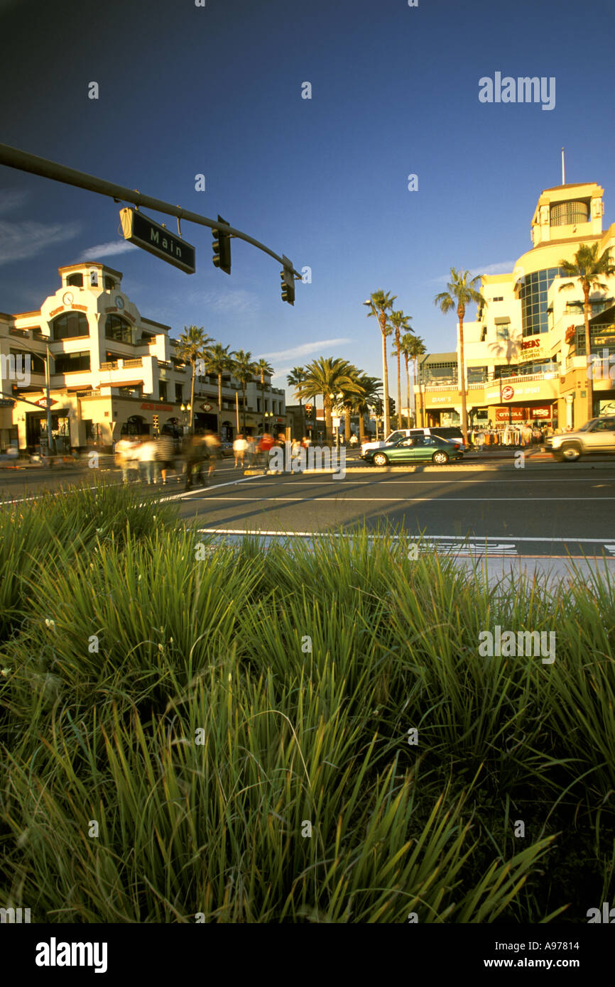 Main Street and Pacific Coast Highway Huntington Beach California Stock