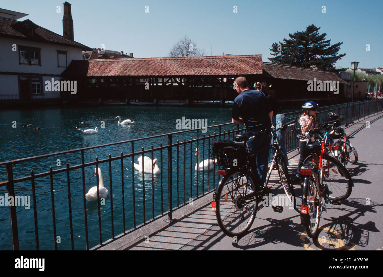 Family bicycles beside river hi-res stock photography and images - Alamy
