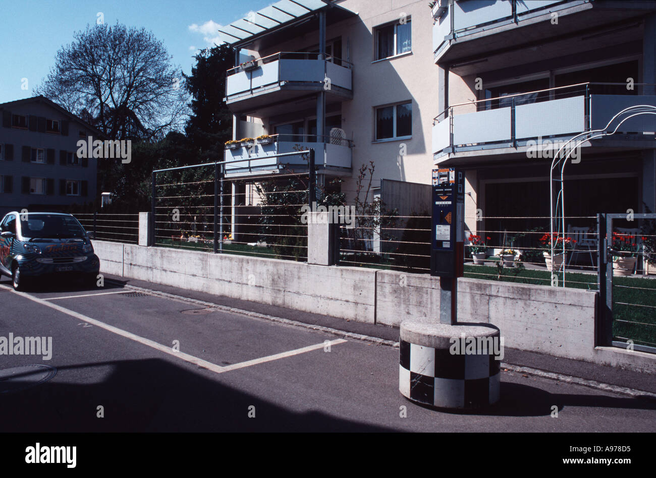 Parking meter that can be moved in Interlaken Switzerland Stock Photo