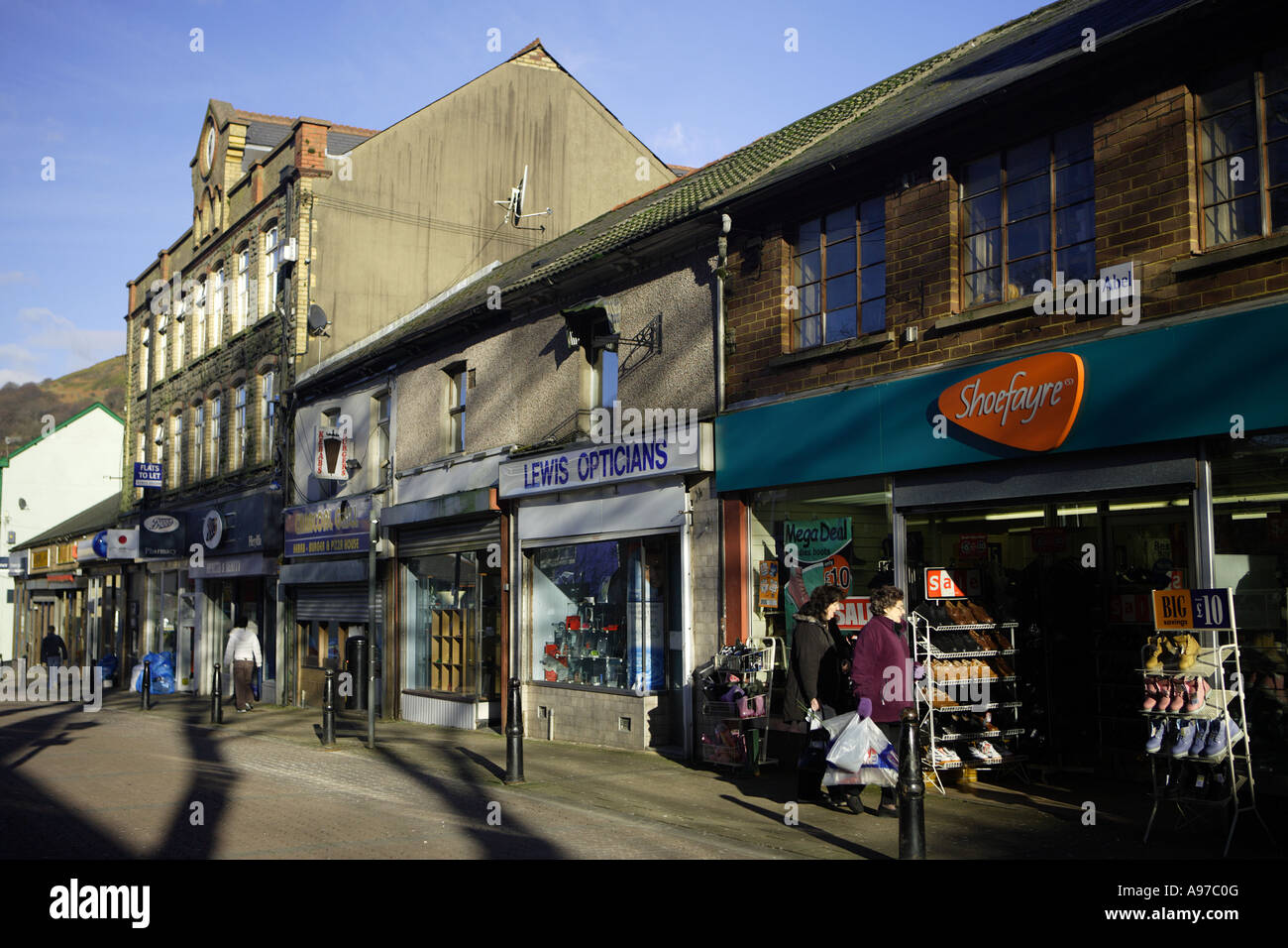 Main Shopping Street Abertillery Stock Photo Alamy