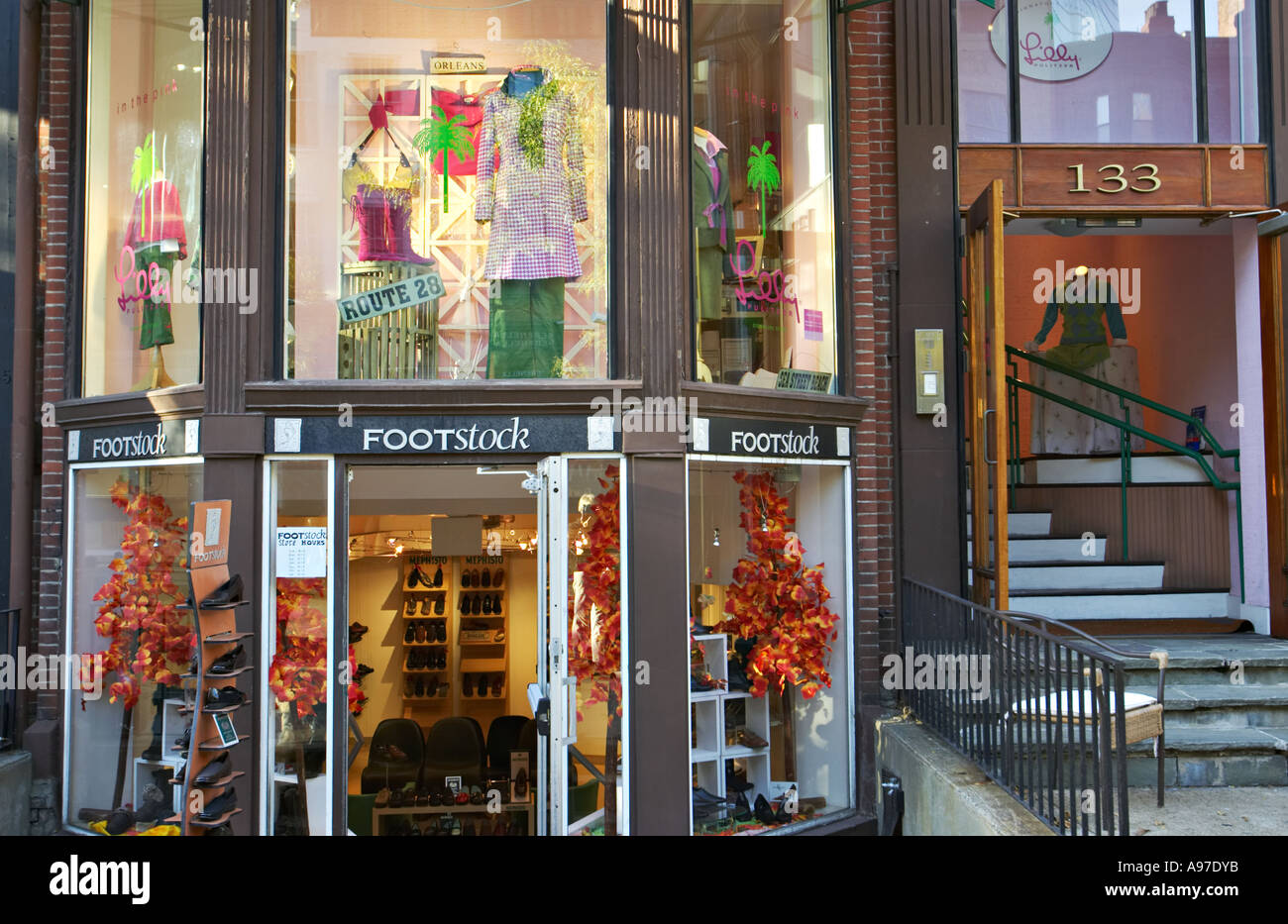 MASSACHUSETTS Boston Newbury Street shopping district in Back Bay retail stores and restaurants