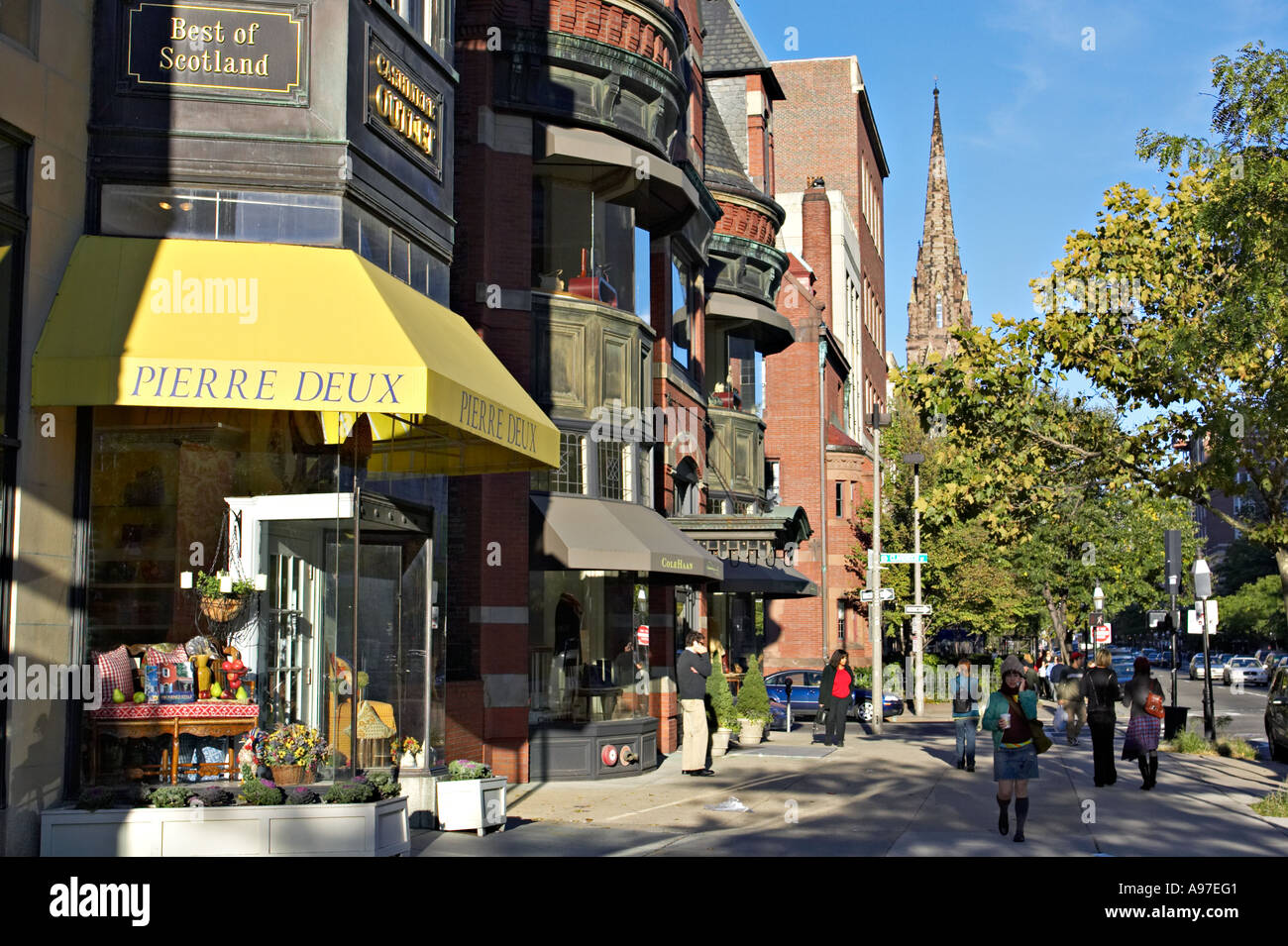MASSACHUSETTS Boston Newbury Street shopping district in Back Bay Stock