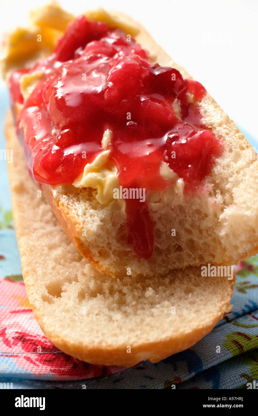Baguette with butter and jam FoodCollection Stock Photo Alamy