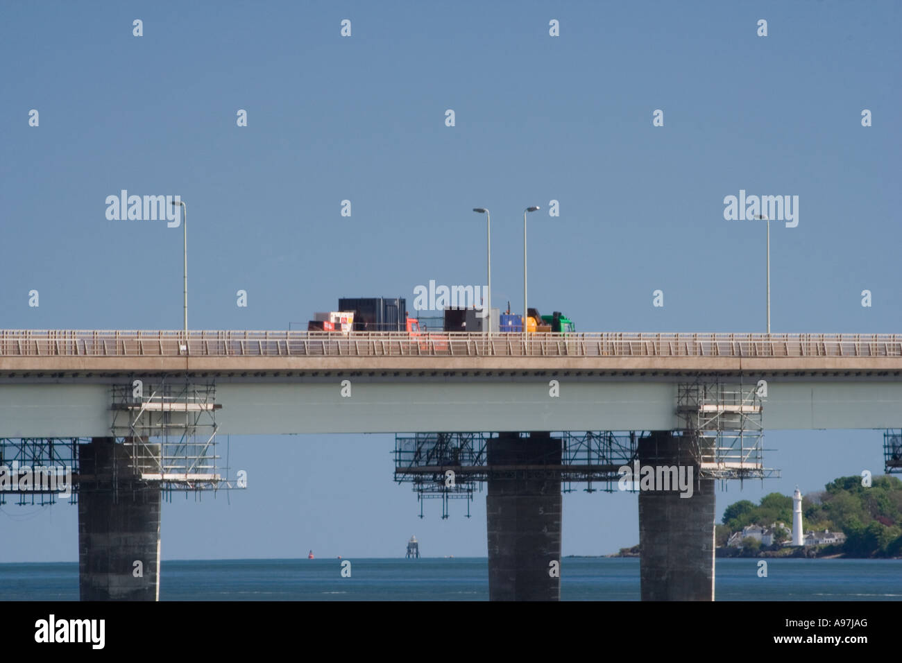 Major repairs on the Tay Road Bridge between Fife and Dundee, UK Stock