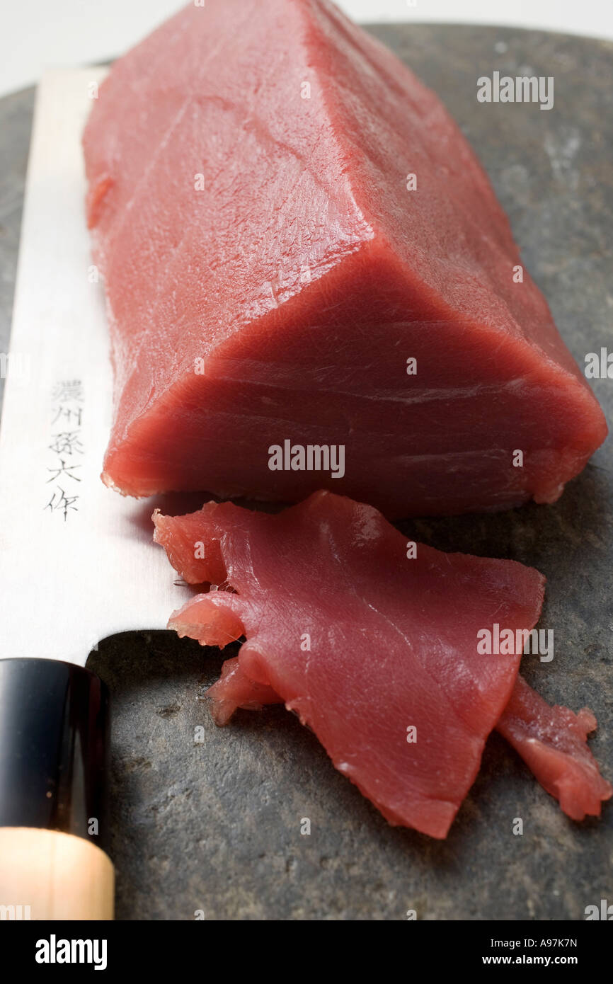 Tuna fillet with Asian knife FoodCollection Stock Photo Alamy