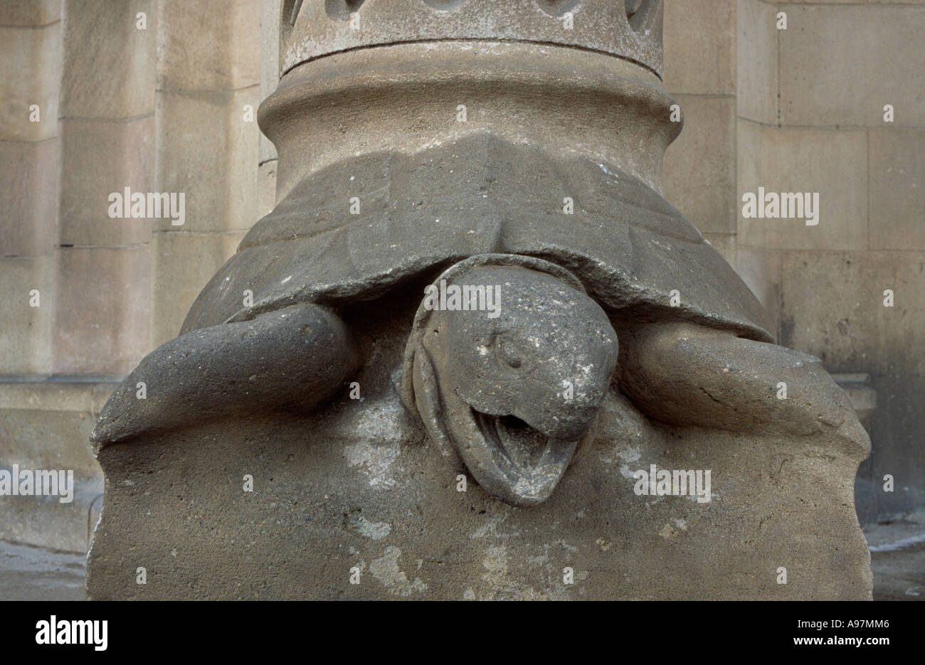 Carving of a tortoise, part of the facade of Antoni Gaudi's Sagrada Familia Cathedral, Barcelona, Spain Stock Photo