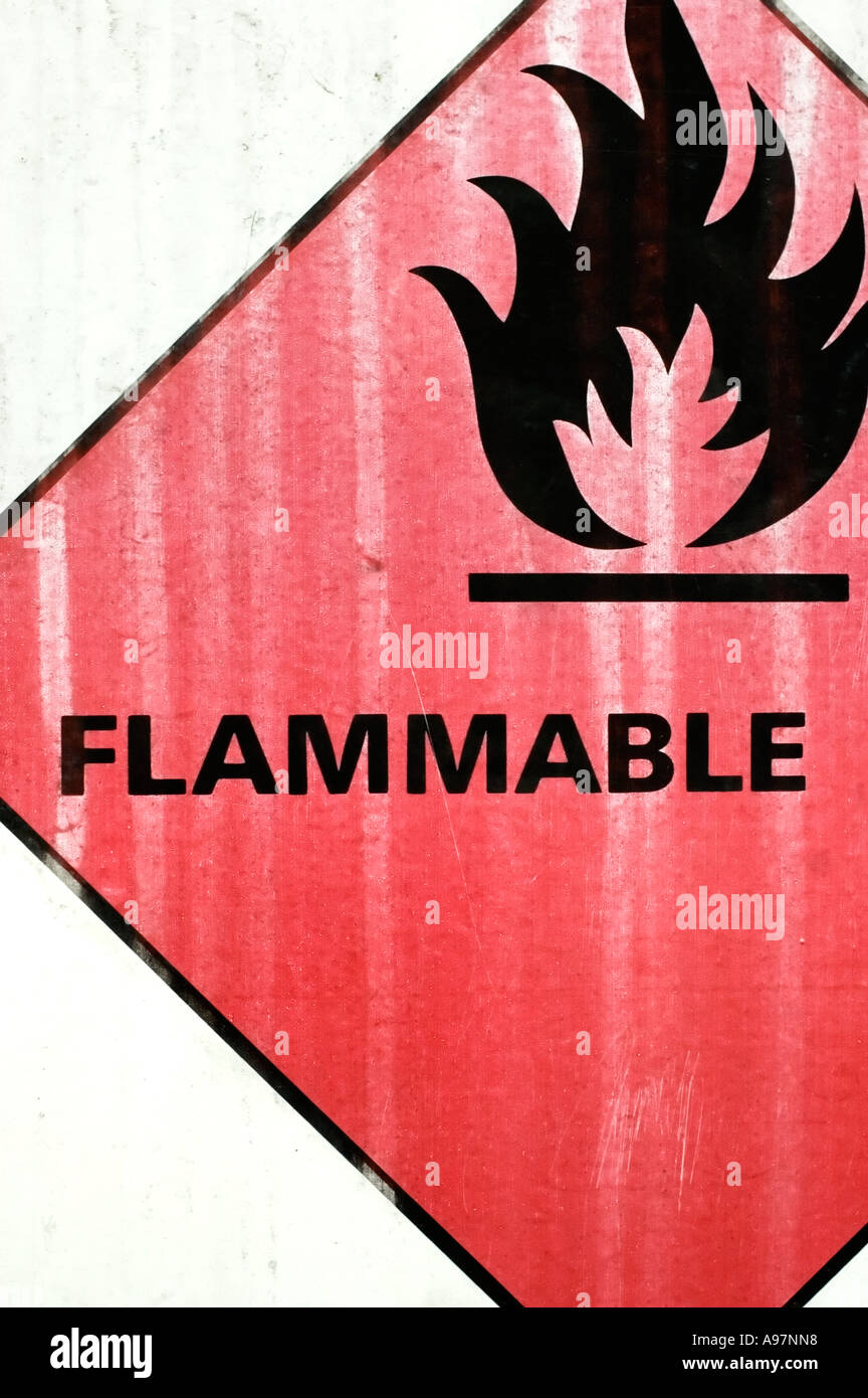 Flammable warning sign Stock Photo