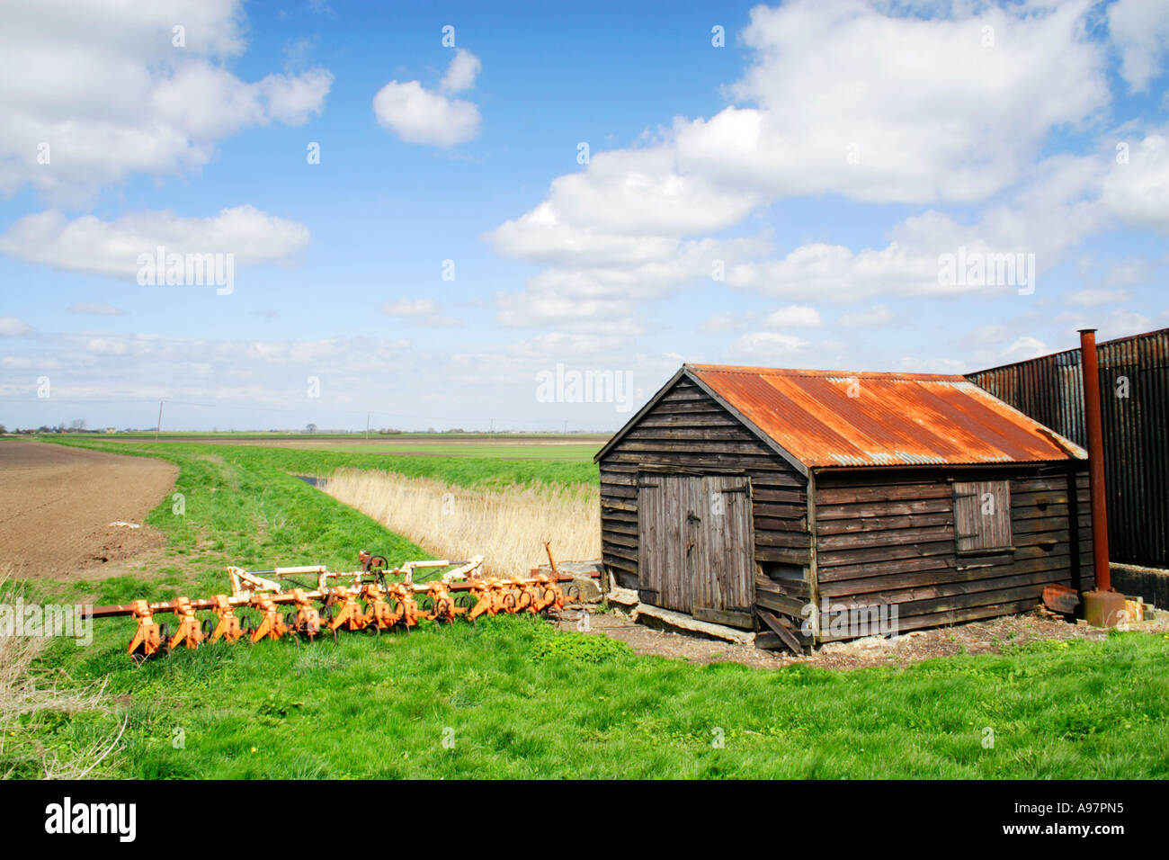 Old farm building in the Fens East Anglia England Stock Photo Alamy