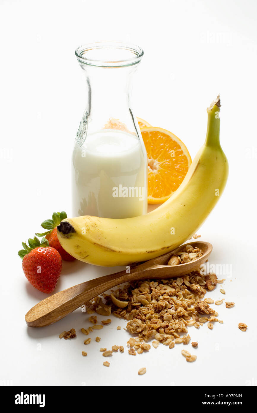 Healthy eating muesli fruit and milk 1 FoodCollection Stock Photo Alamy
