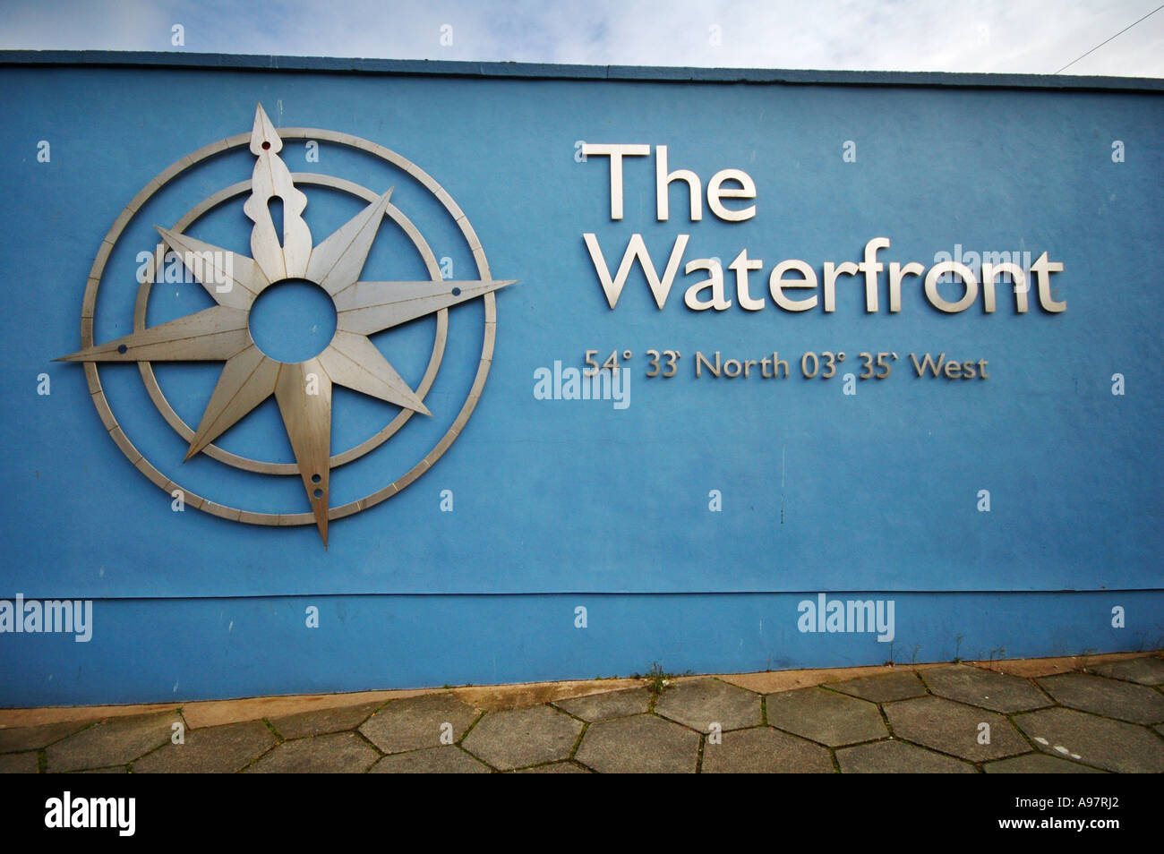 Sign at the harbour, Whitehaven, Cumbria Stock Photo