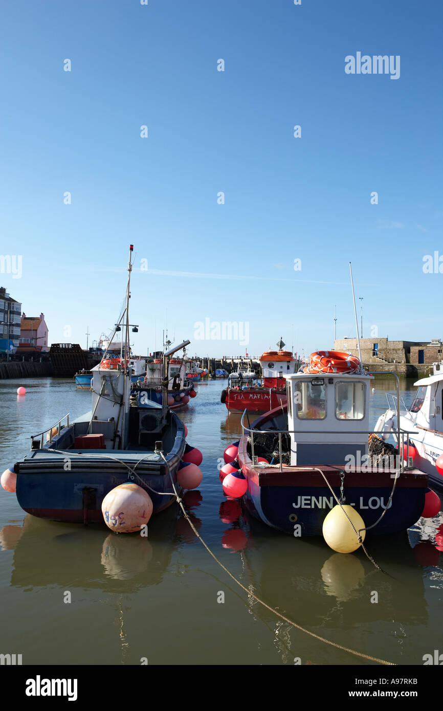 Fishing boats in West Bay harbour Dorset south west England UK EU Stock Photo