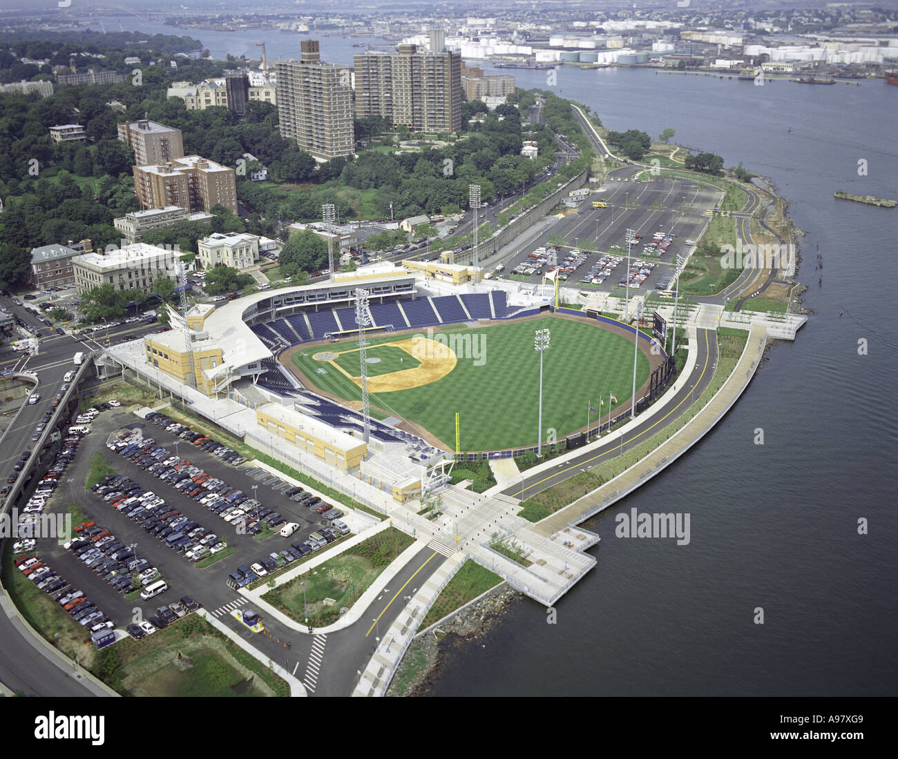 Aerial view of St. George Waterfront Stadium, located on Staten Island, New  York, U.S.A Stock Photo - Alamy