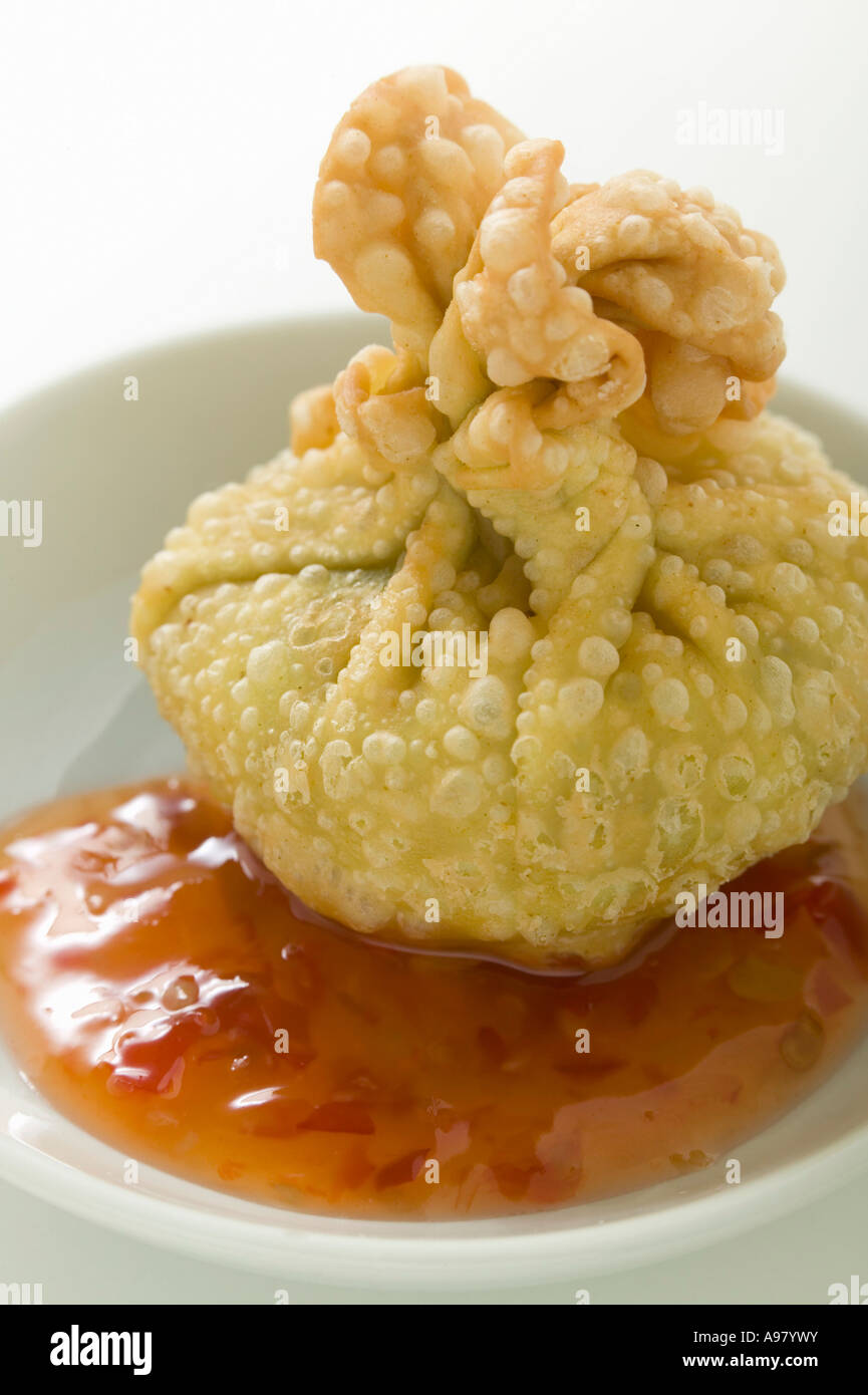 Deep fried wonton with chili sauce FoodCollection Stock Photo Alamy