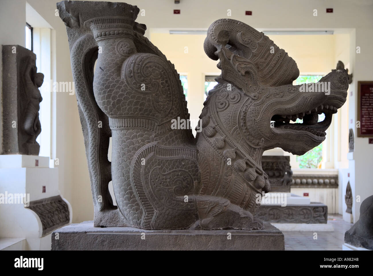 Stairway dragon, Cham Sculpture Museum, Danang, Vietnam Stock Photo