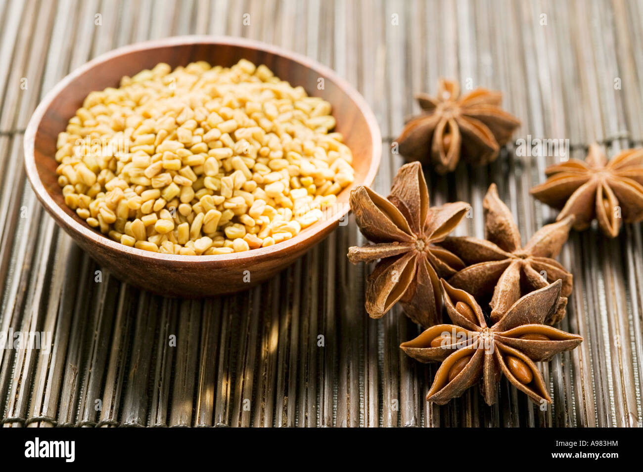 Fenugreek seeds and star anise FoodCollection Stock Photo