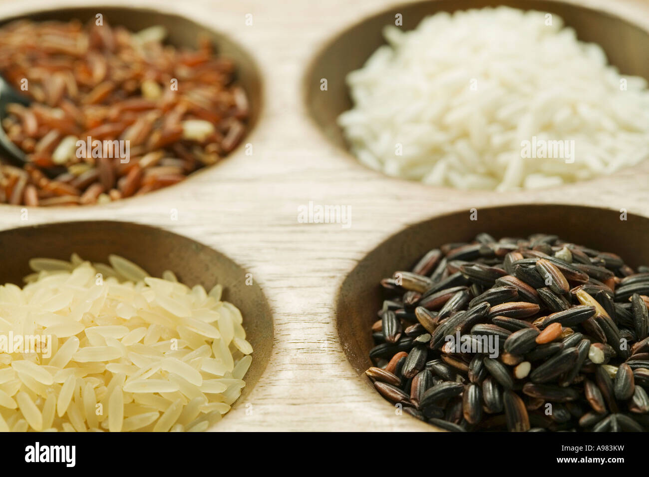 Four different types of rice close up FoodCollection Stock Photo Alamy