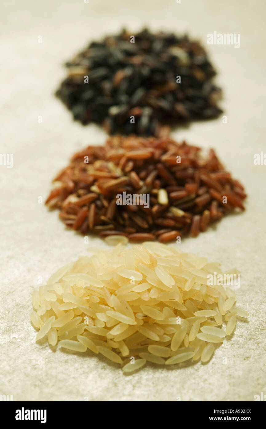 Three different types of rice FoodCollection Stock Photo Alamy