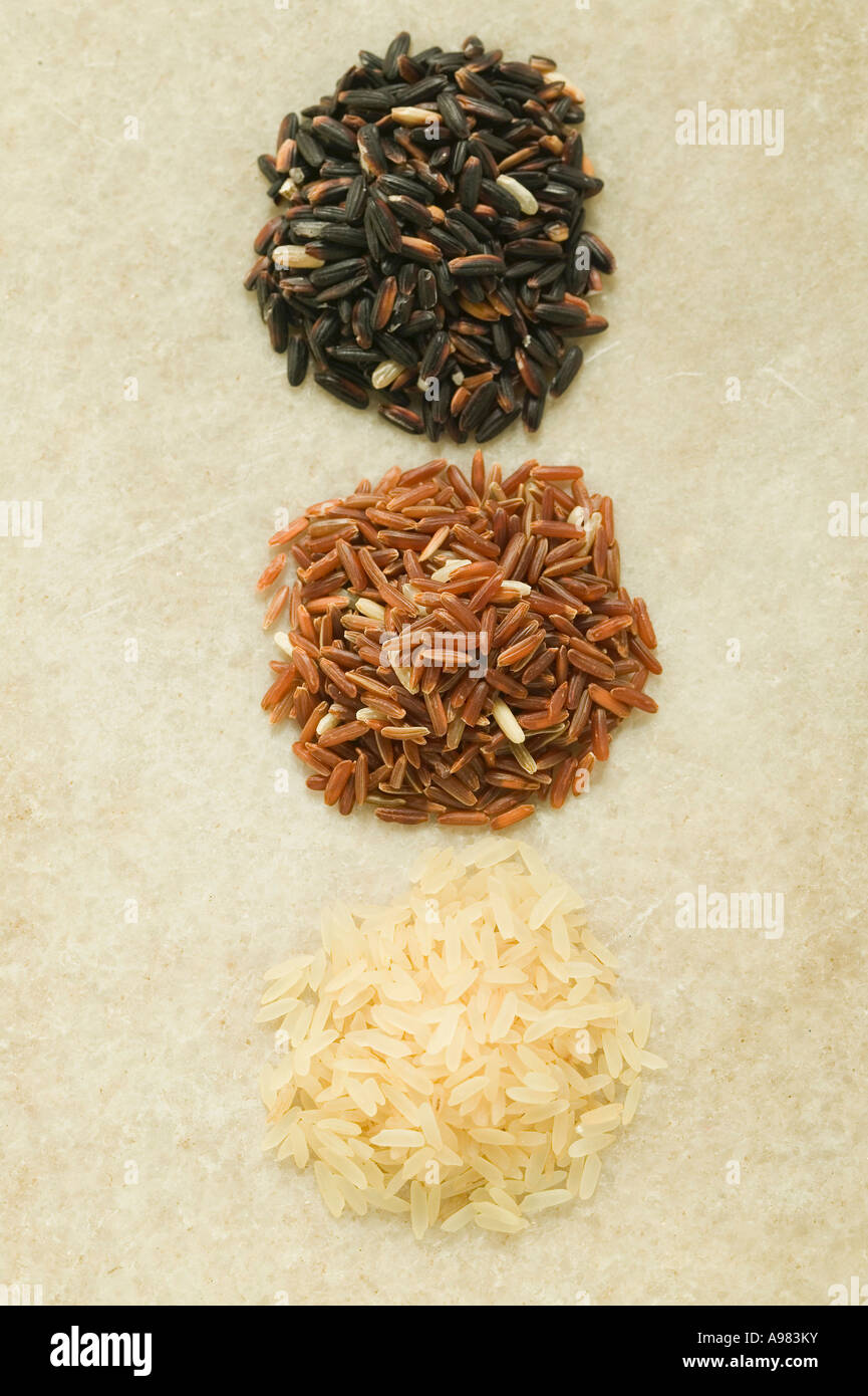 Three different types of rice FoodCollection Stock Photo Alamy