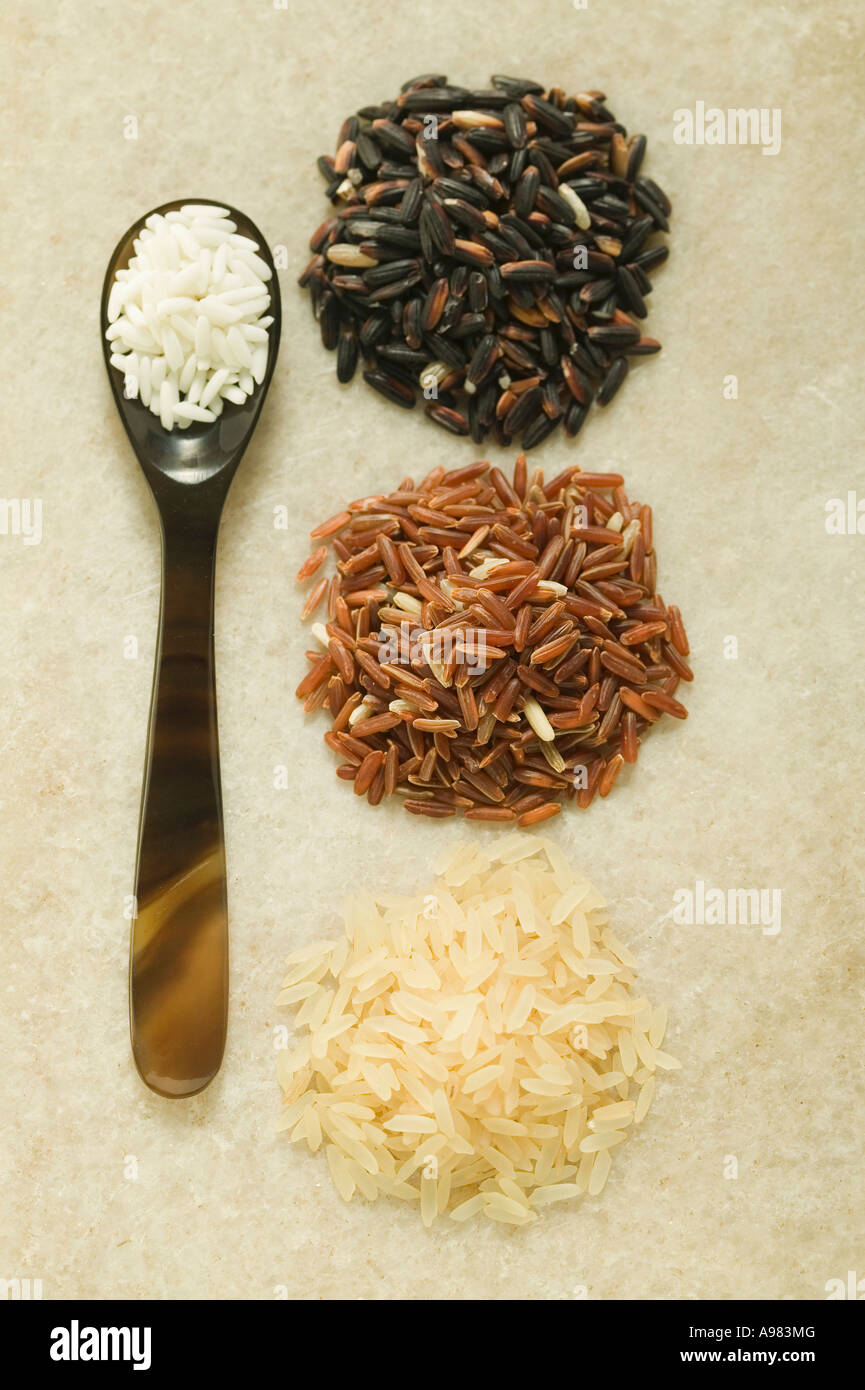 Four different types of rice FoodCollection Stock Photo Alamy