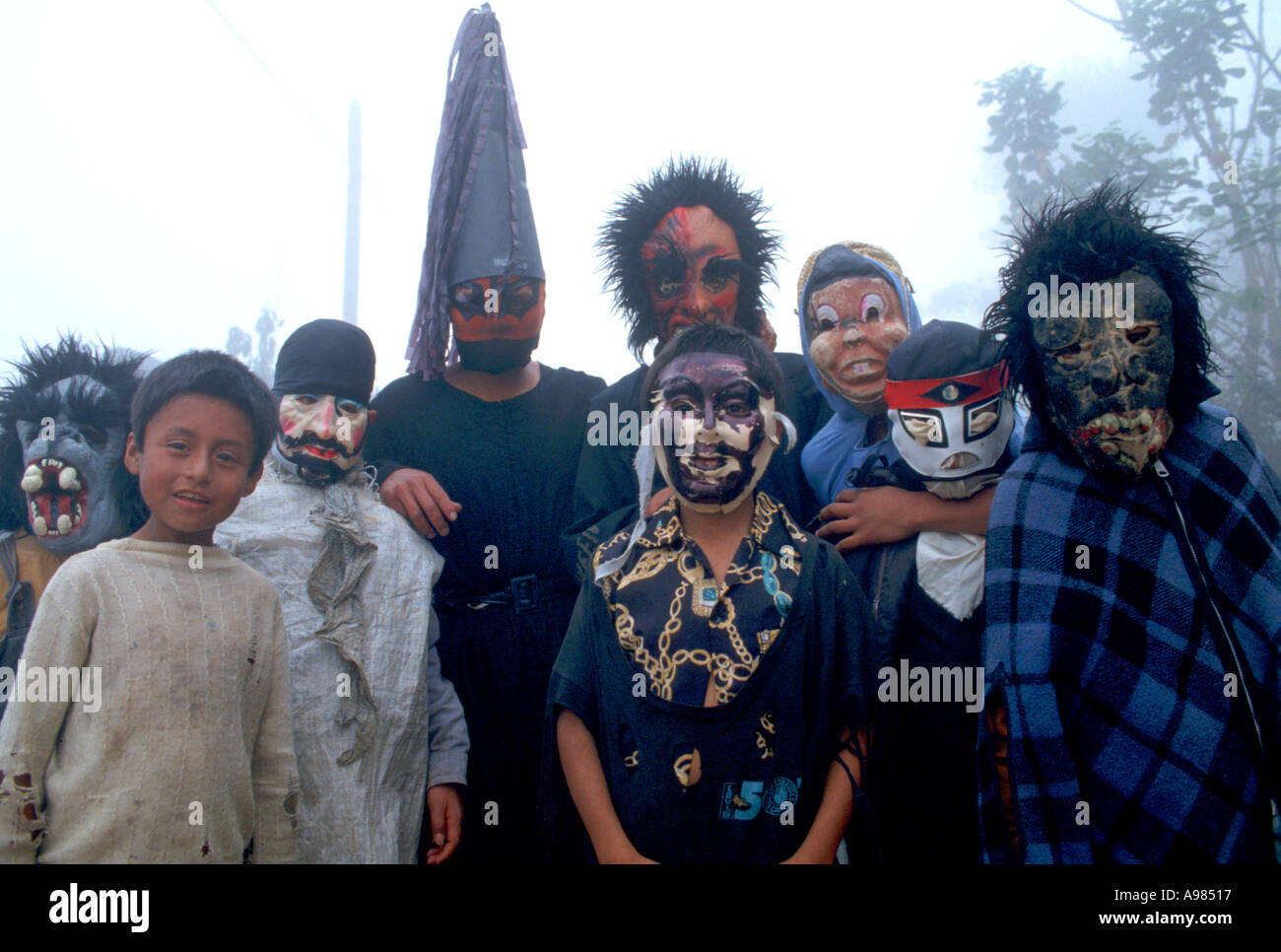 Hispanic boys in Halloween costumes Tenango Mexico Stock Photo Alamy