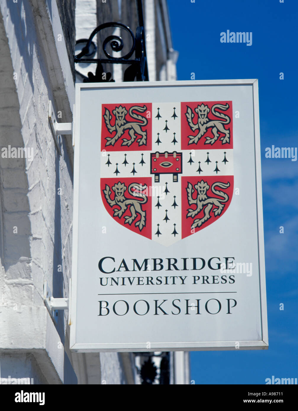 Cambridge University Press sign, Cambridge, Cambridgeshire, England, UK. Stock Photo