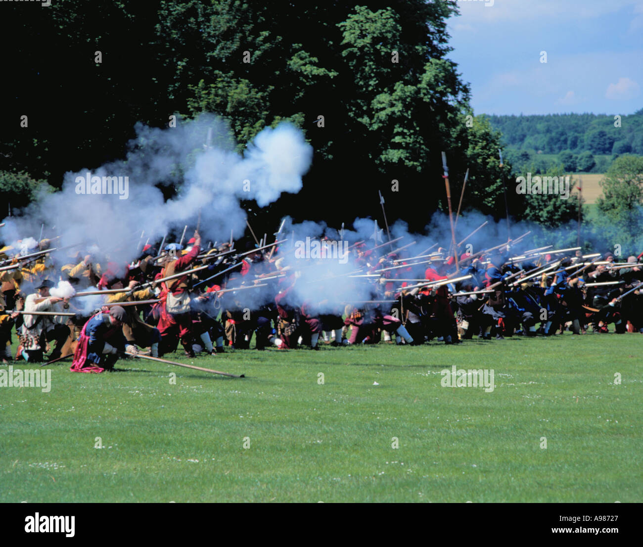 Civil War battle re-enactment, England, UK. Stock Photo