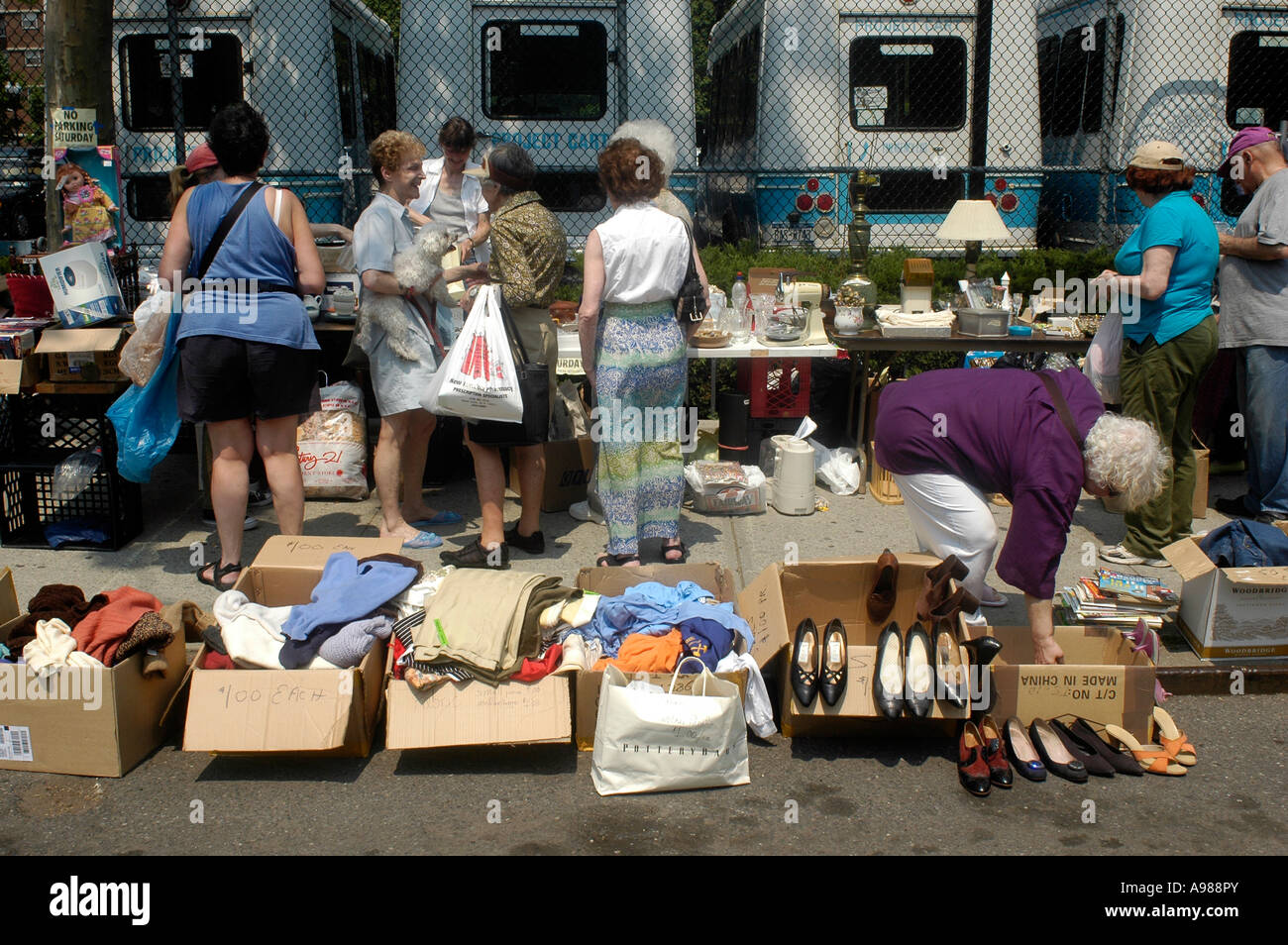 Giant flea market in the NYC neighborhood of Chelsea Stock Photo